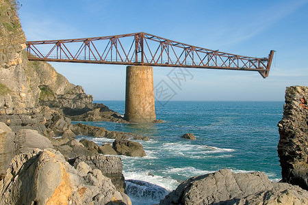 里约尼特罗大桥西班牙坎塔布里亚米奥矿产加载平台装载机工程矿物海洋海岸矿业背景