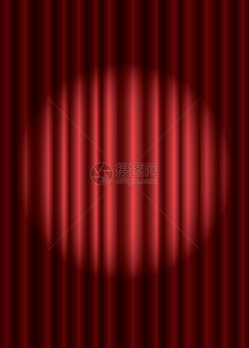 中间有聚光灯的红色窗帘电影推介会乐队天鹅绒奢华纺织品娱乐墙纸表演观众图片