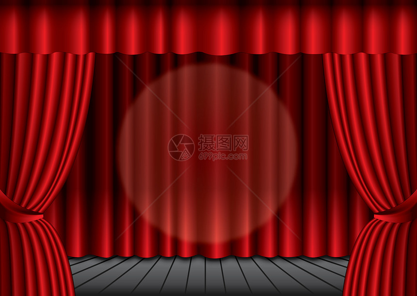 中间有聚光灯的红色窗帘纺织品丝绸乐队天鹅绒展示派对入口戏剧墙纸剧院图片