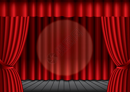 中间有聚光灯的红色窗帘纺织品丝绸乐队天鹅绒展示派对入口戏剧墙纸剧院背景图片