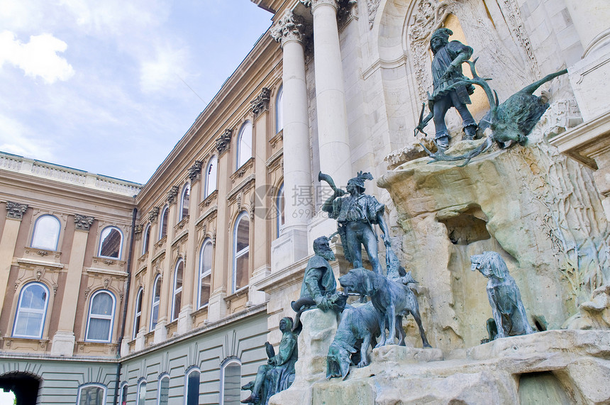 布达佩斯皇家宫殿皇家城市旅游爬坡景观建筑学首都雕像地标明信片图片