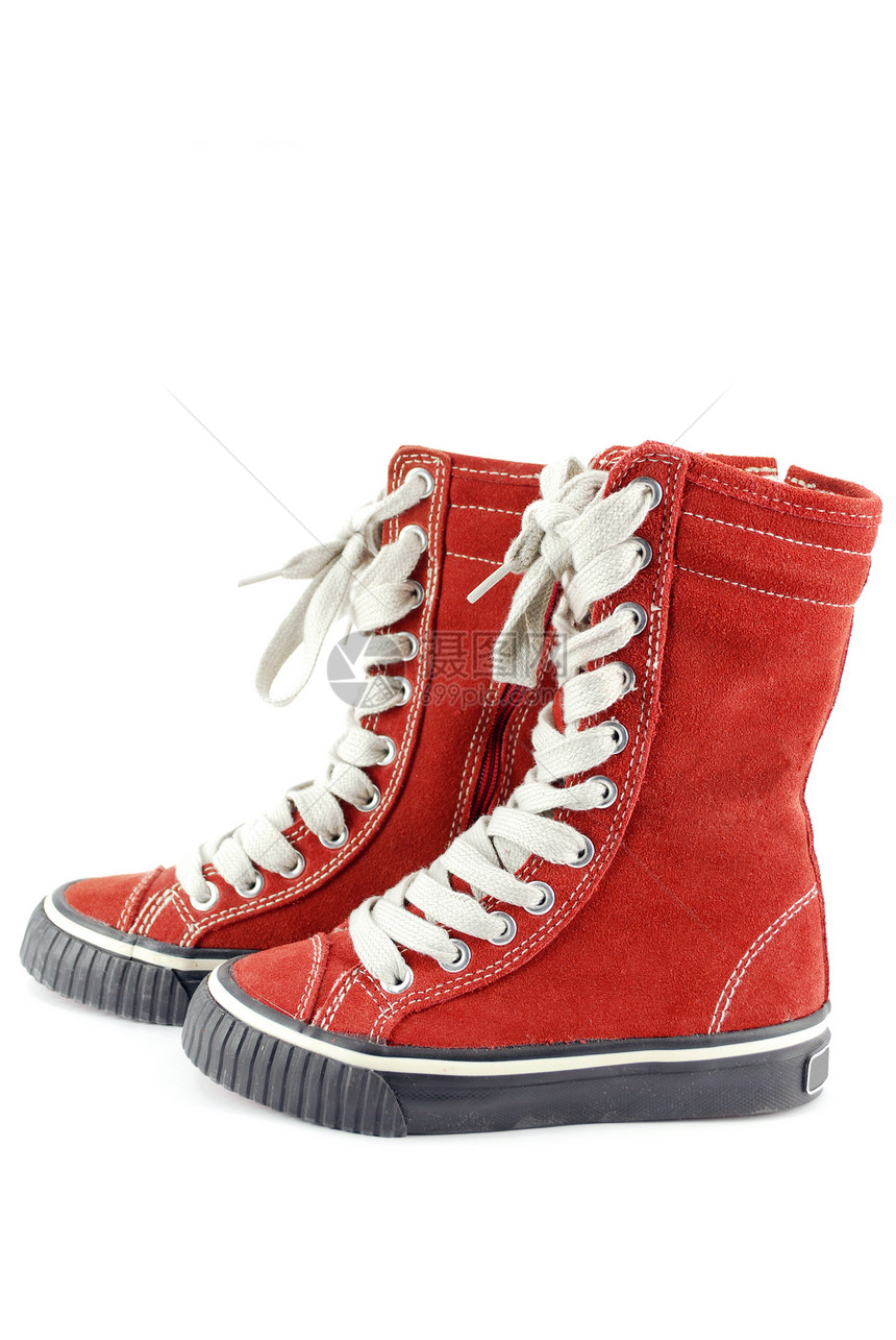 白色儿童红运动鞋图片