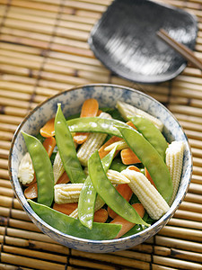 搅拌炒蔬菜油炸食物婴儿萝卜玉米背景图片