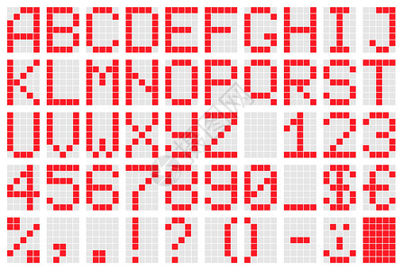 字母字母顺序数字界面白色矩阵字体马赛克电脑展示插图红色背景图片
