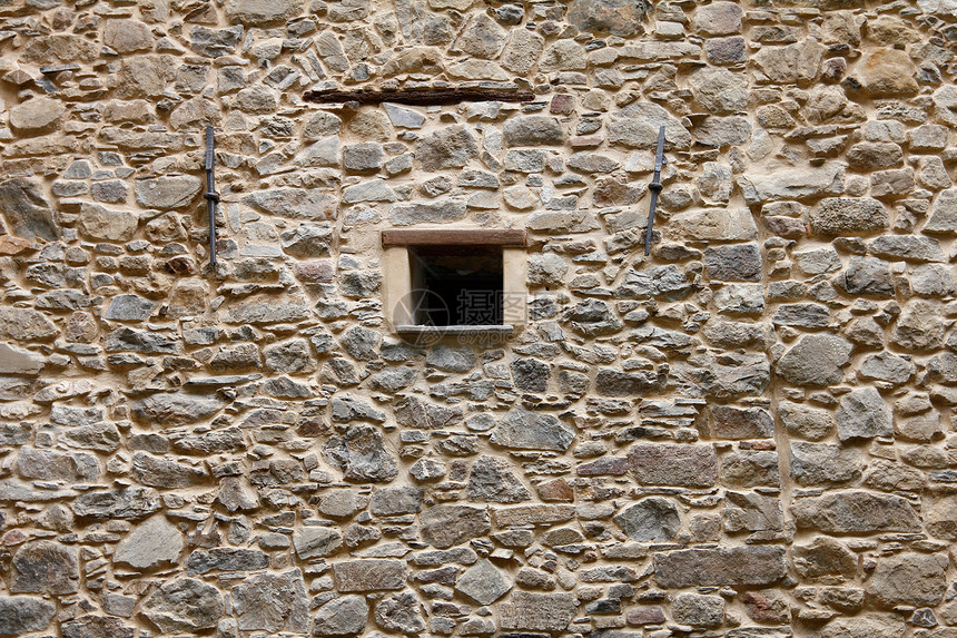 中世纪石墙的窗户 利古里亚图片