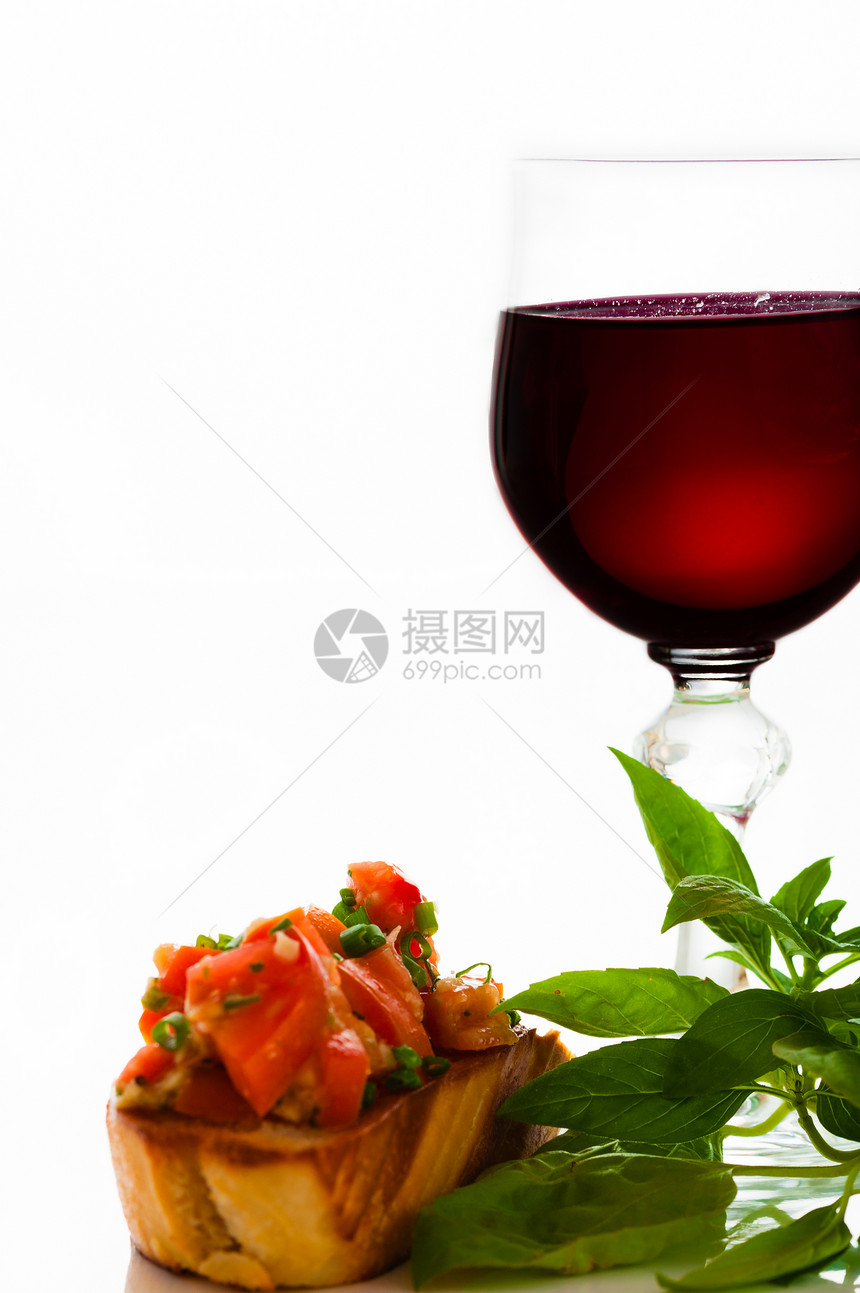 布鲁夏特酒和葡萄酒洋葱午餐沙拉美食饮食点心派对桌子玻璃蔬菜图片