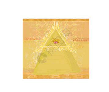 古代金字形眼设计阴谋框架石匠秘密账单理论雕刻金字塔眼睛法典背景图片