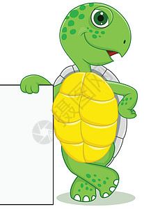 乌龟爬带空白符号的海龟漫画设计图片