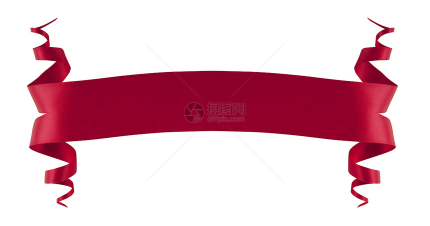 优雅的红丝带徽章收藏标签艺术乐队丝绸红色滚动控制板横幅图片