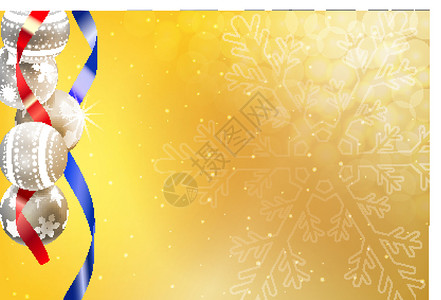 圣诞节装饰矢量灯泡横幅季节性丝带雪花新年庆典背景图片