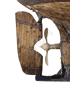 旧船血管龙骨螺旋桨木头航海垃圾背景图片