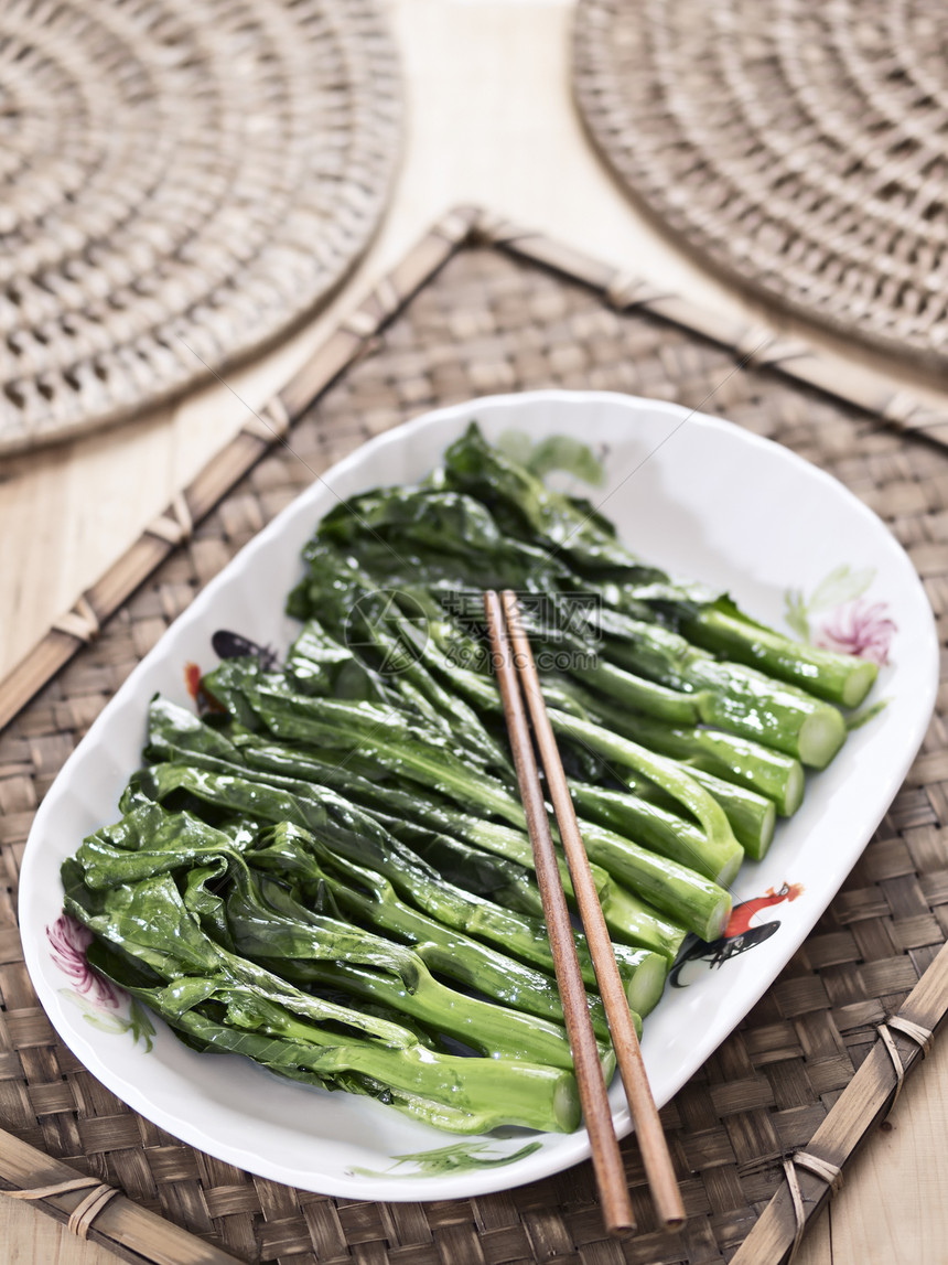 炒中国西兰花油炸盖兰蔬菜食物纤维美食饮食青菜图片