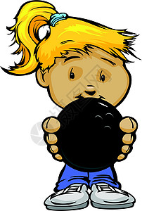 炸弹剪贴画手持保龄球球的微笑小子矢量卡通插图说明插画