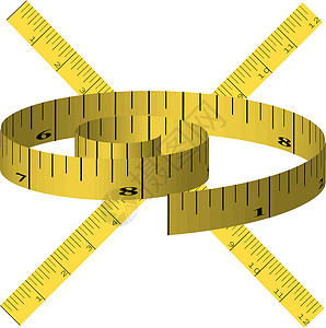黄色卷尺黄黄磁带量度毫米爱好漩涡尺寸卷尺插图黄色测量工具曲线插画