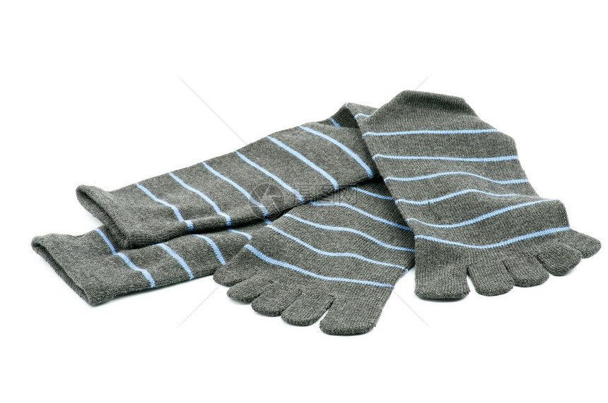 带条纹的脚趾袜衣服针织服装短袜灰色袜子羊毛图片