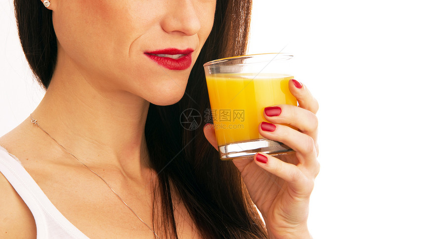 健康饮嘴巴指甲女性棕色白色手指橙子早餐人类玻璃图片