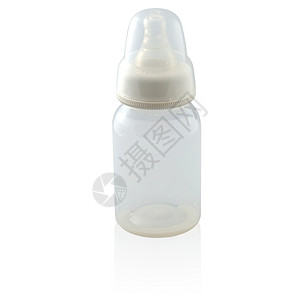 白背景孤立的婴儿奶瓶;背景图片