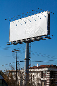空白的广告牌框架蓝色促销商业街道天空海报账单宣传营销背景图片