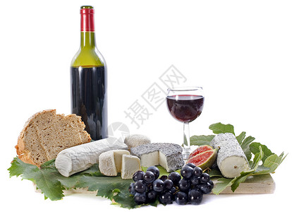 山羊奶酪 水果和葡萄酒高清图片