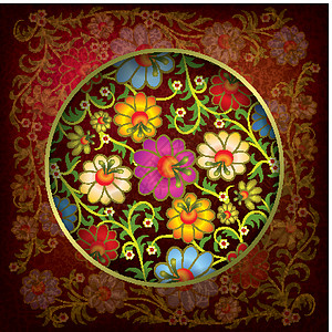 抽象 grunge 背景与花卉 ornamen滚动艺术品墙纸框架绘画装饰作品植物漩涡风格背景图片