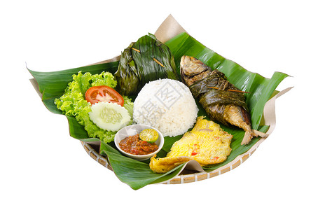 巴厘岛海鲜印度尼西亚特殊鱼菜 伊肯 背景情况豆子沙拉食物蔬菜叶子香料烹饪餐厅柠檬油炸背景