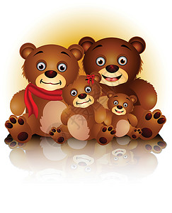 爸爸熊幸福的熊家庭和睦相处野生动物艺术团体喜悦儿子打猎绘画孩子坡度母亲设计图片