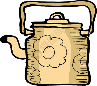 古老茶壶咖啡卡通片手绘食物厨房背景图片