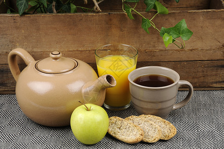 早餐乡村餐厅工作设备碳水唤醒化合物木头茶壶玻璃背景图片