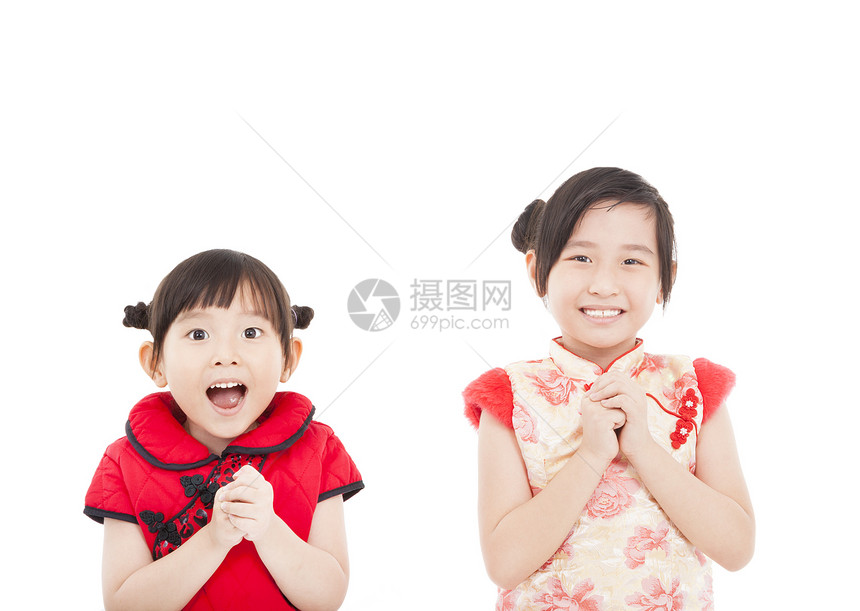 2个亚裔女孩 恭喜你 恭喜你啊!图片