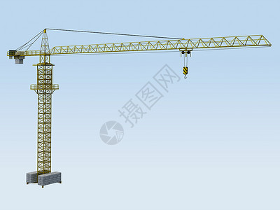 建筑起重机白色机器工业设备活动工程建造黄色背景图片
