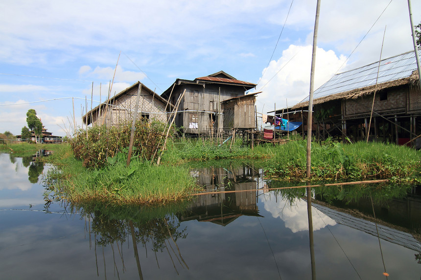 缅甸内尔湖的房屋堆房淡水入口技术漂浮旅游传统文化杂草季风图片