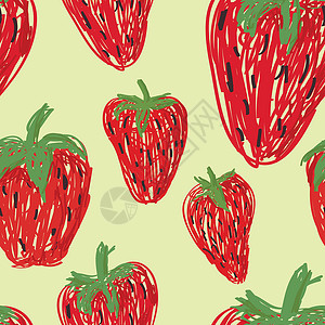 草莓无缝裁缝模式红色水果草莓绘画背景图片