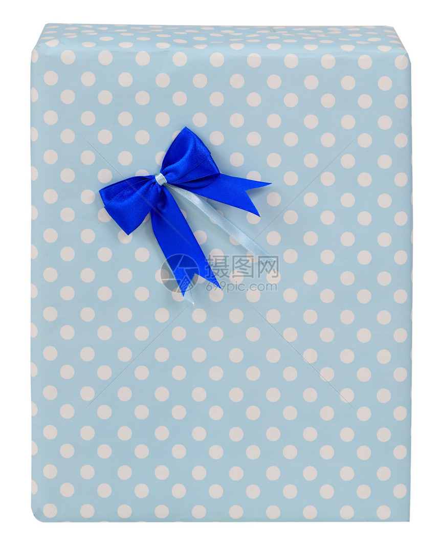 礼品盒蓝色线条惊喜礼物丝带白色展示包装面体图片
