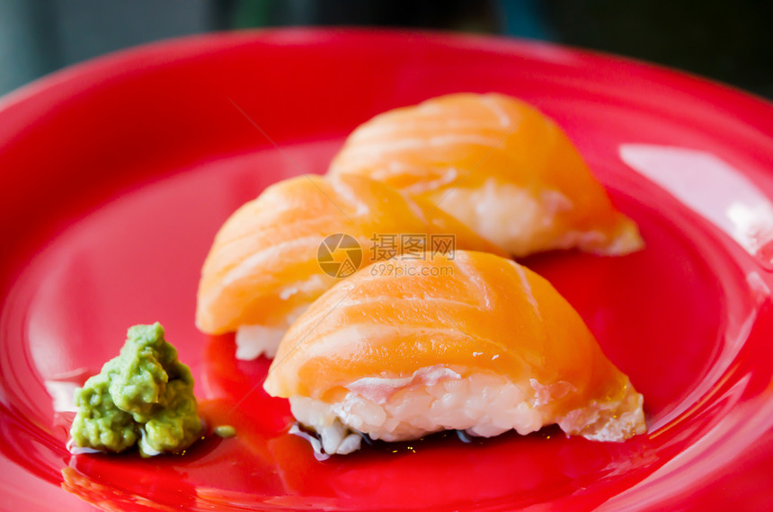 鲑鱼寿司海鲜食物美食红色图片