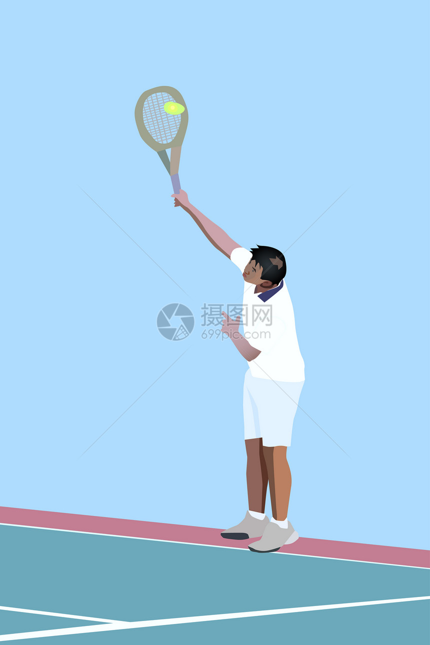 网球服务绘画体育球拍器材竞技男士运动插图练习图片