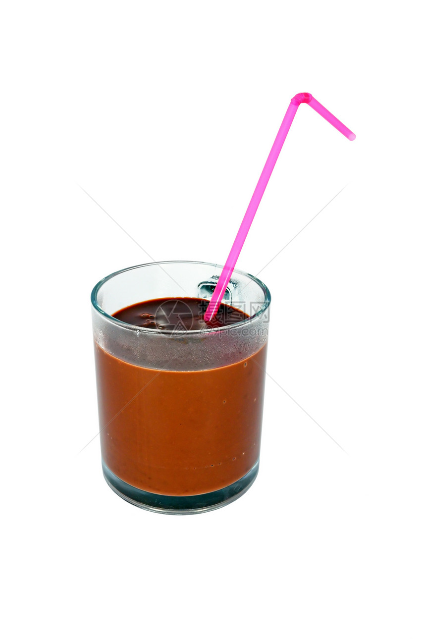 热巧克力饮料棕色液体白色稻草软糖玻璃图片