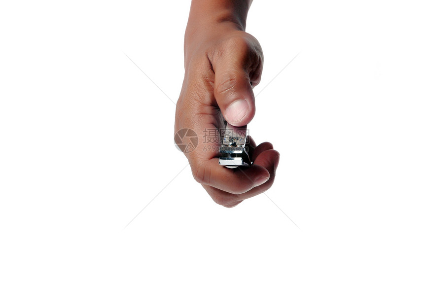 男性手握指甲剪刀修脚金属合金美甲夹子手指配饰工具卫生乐器图片