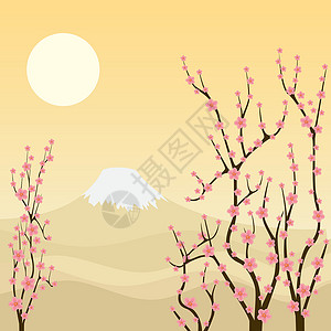 粉色树樱树幸福棕色花瓣红色叶子粉色文化生长设计图片