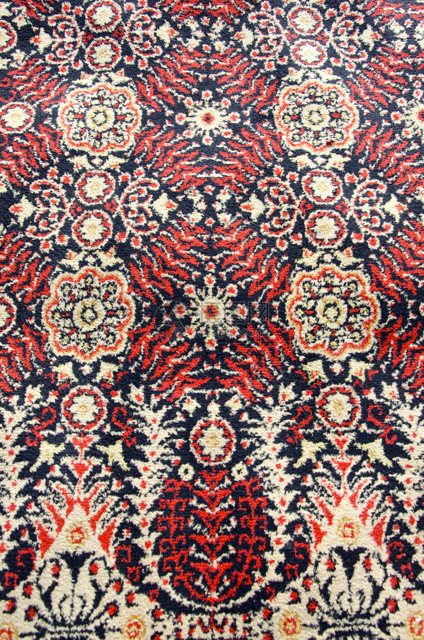 古老的装饰地毯背景手工业艺术几何古董材料装饰品手工羊毛纺织品红色图片