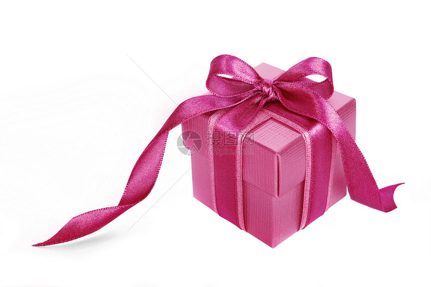 粉红礼品盒 白底带粉色丝带图片