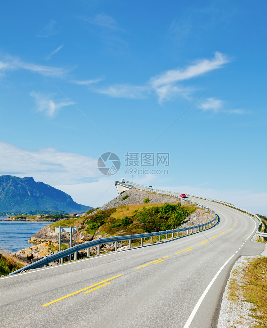 风景海洋公路运输景点旅行小路车削沥青车道国家海岸旅游图片