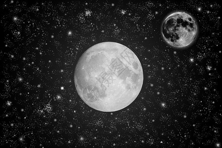 天空与满月和星星背景图片