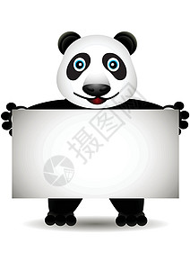 带空白标志的小卡通熊猫背景图片