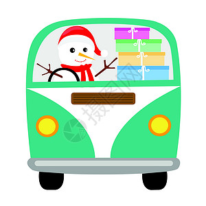 雪人和礼品幸福礼物插图问候语节日背景图片