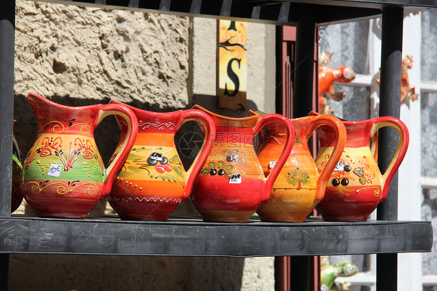 色彩多彩的证明波特黏土艺术品店铺手工旅游商品艺术工匠陶瓷村庄图片