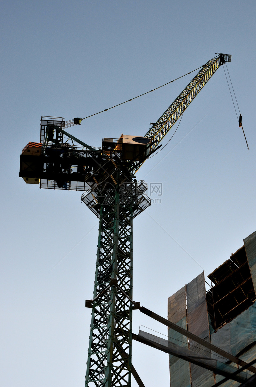 建筑工地和建筑物中的起重机工业技术工程工作安全施工天空高架图片