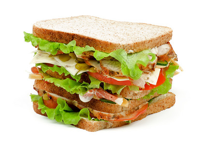 美味三明治蔬菜叶子火鸡生长面包黄瓜食物饮食午餐美食家背景图片