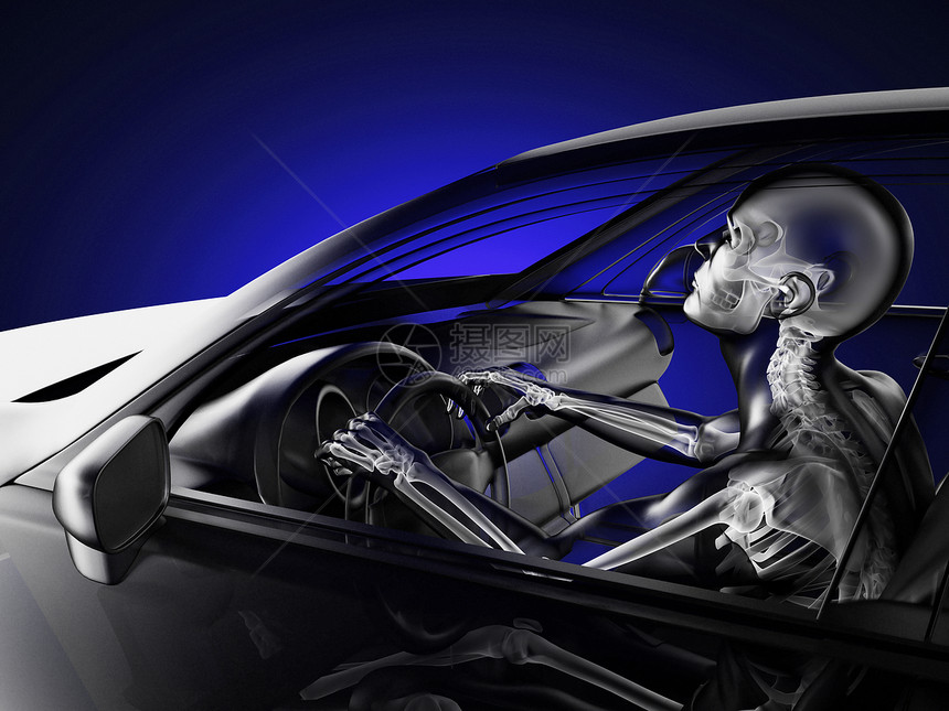 带有驱动器的透明汽车概念x光跑车运输奢华射线涡轮曲线骨骼速度车轮图片