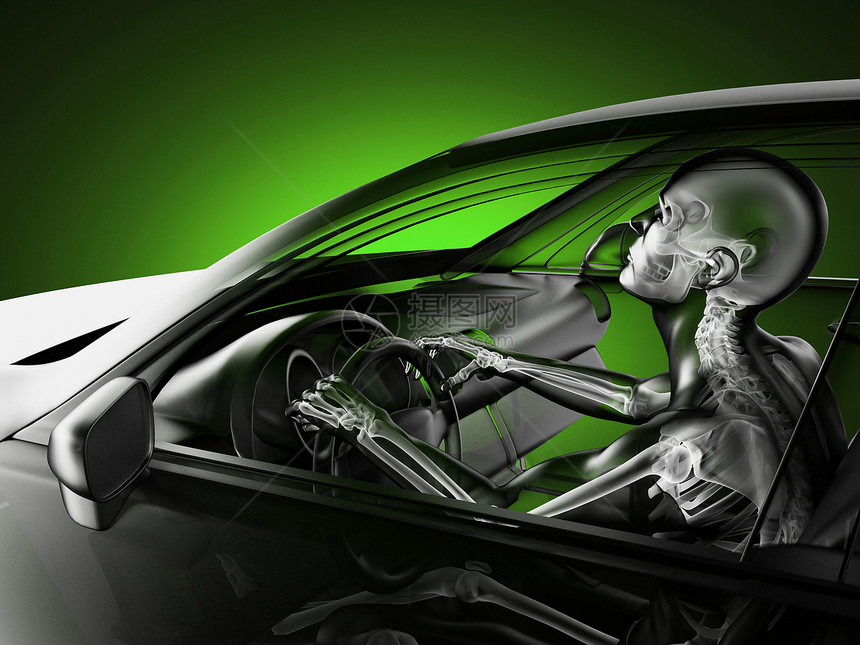 带有驱动器的透明汽车概念车轮涡轮跑车放射科力量扫描驾驶身体奢华骨骼图片
