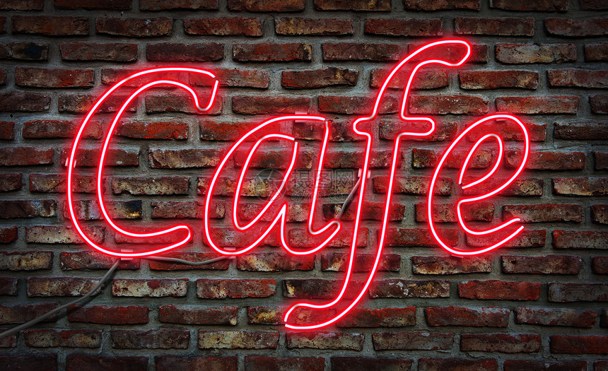 尼恩咖啡厅的标志辉光店铺零售指示牌红色广告插图商业黑色咖啡店图片